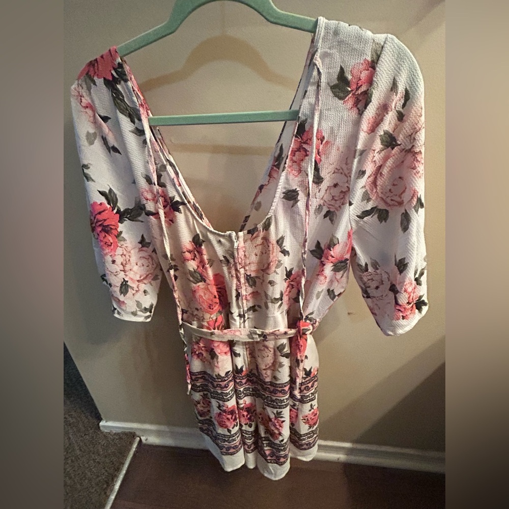 Trixxi Pink and Black Floral Jumpsuit